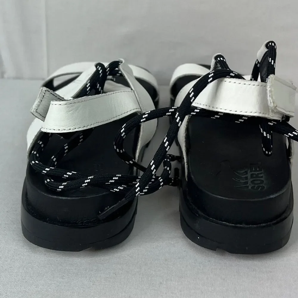 Sorel Hiking Sandals Womens Sz 8.5 White Roaming Leather Lace Up Gladiator Shoes